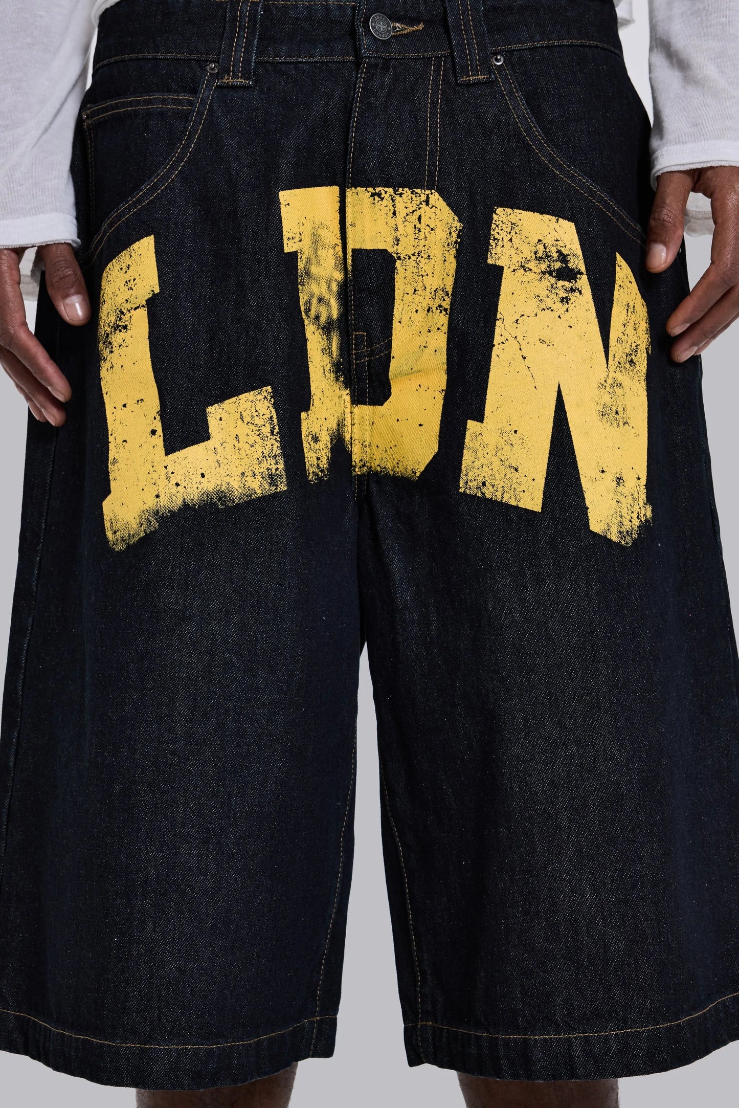 LDN Print Heavy Rigid Coarse Denim Jorts