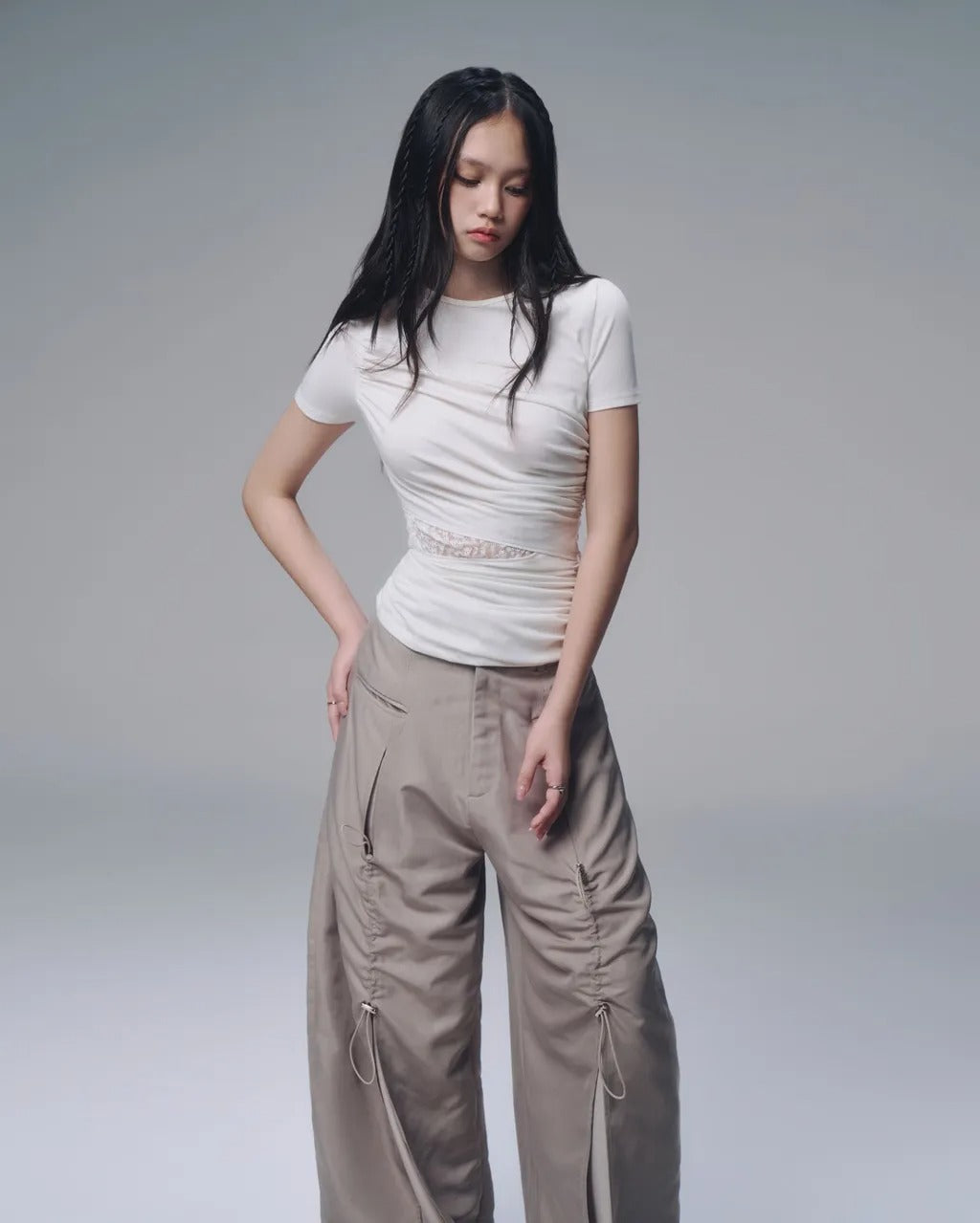 【BUNNYHILL CONCEPT】RAE LACE PANEL TOP (WHITE)