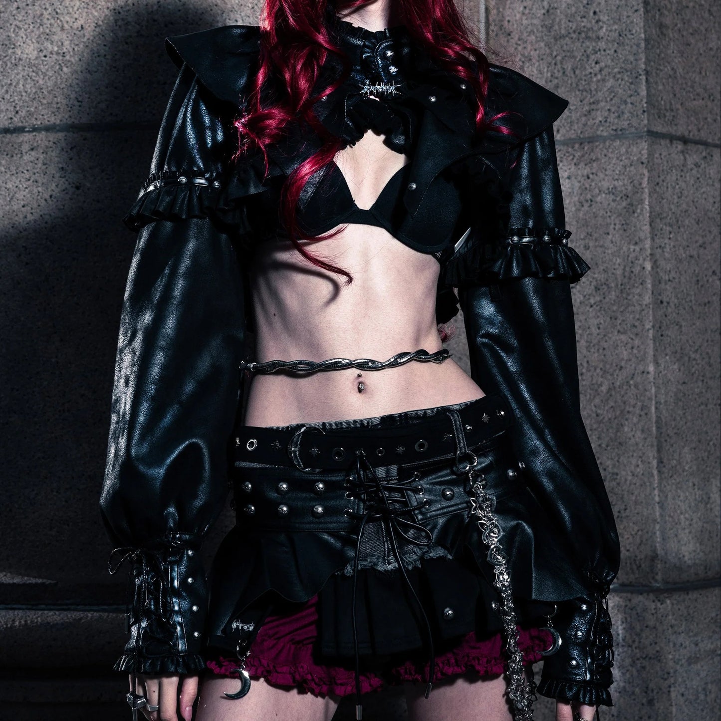 【SATSUN NIGHT】SSN V.05 TRIPLE-COLLAR SHORT LEATHER JACKET - BLACK (PRE-ORDER)