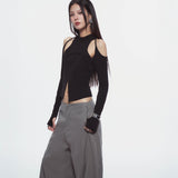 CASPIAN LONG SLEEVE TOP (BLACK)