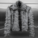 Gray Fur Crop Jacket