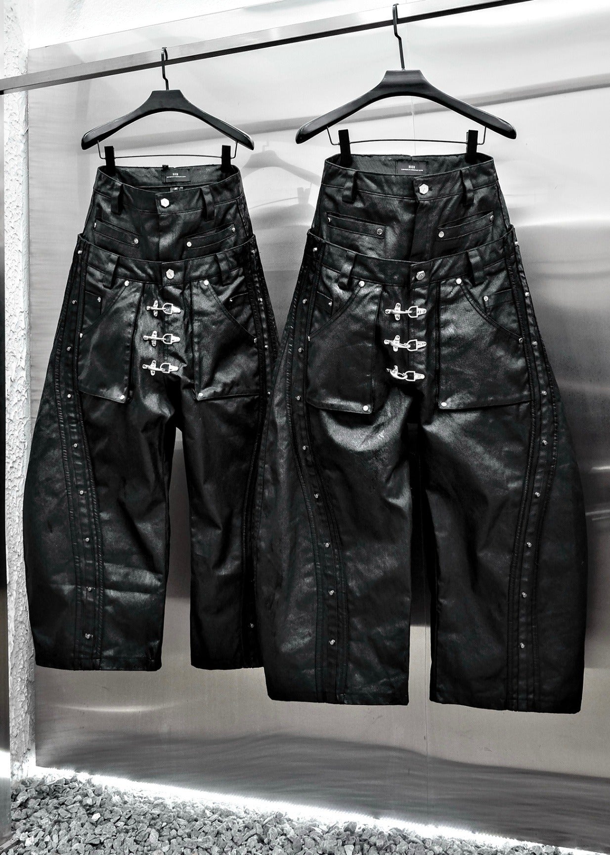 【RICH】Mock Double Waist Wide Leg Pants