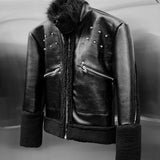 Black Shearling Racer Jacket