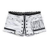 <LOST IN CASTLE> LACE TRIM HOT SHORTS - POLLUTED WHITE