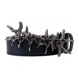 DARK RIFT METAL LEATHER BELT - BLACK