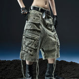 GREEN WASHED CARGO WIDE SHORT