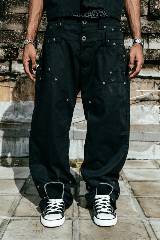 【THOUGHT WE FRIENDS】"Gideon" Double-layered Workpants in Black