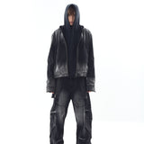 【BLR BLUER】Curved Tanker Washed Denim Pants