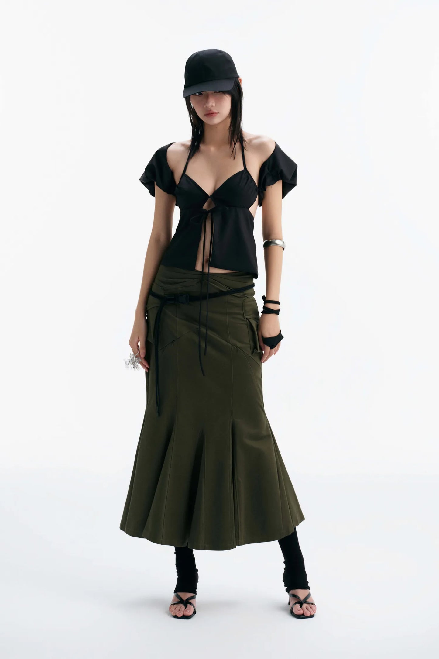 【BUNNYHILL CONCEPT】MIRAMON FLARED SKIRT (GREEN)