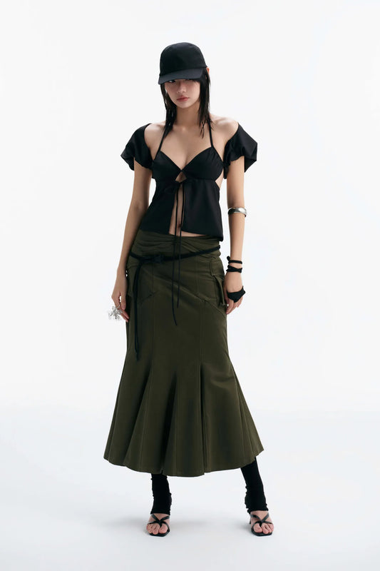 【BUNNYHILL CONCEPT】MIRAMON FLARED SKIRT (GREEN)