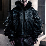 SSN V.05 BRITISH FLAG DESIGN LEATHER JACKET NO. 99 - DOUBLE-SIDED BLACK & DARK RED