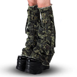 <STREET-CAMO> WASHED HAND & LEG WARMERS - CAMO GREEN