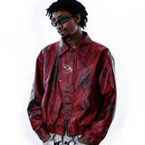 <IT's N0T BLACK & WHITE> LEATHER JACKET - POLLUTED RED