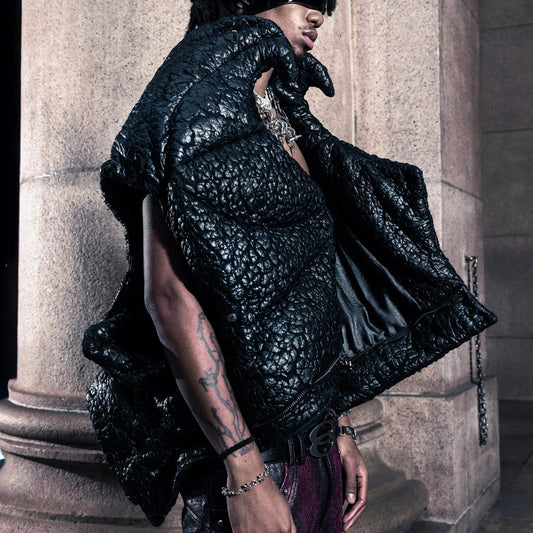 【SATSUN NIGHT】SSN V.05 SPECIAL CRACKED TEXTURE FABRIC VEST JACKET - NOTHING LASTS FOREVER (PRE-ORDER)