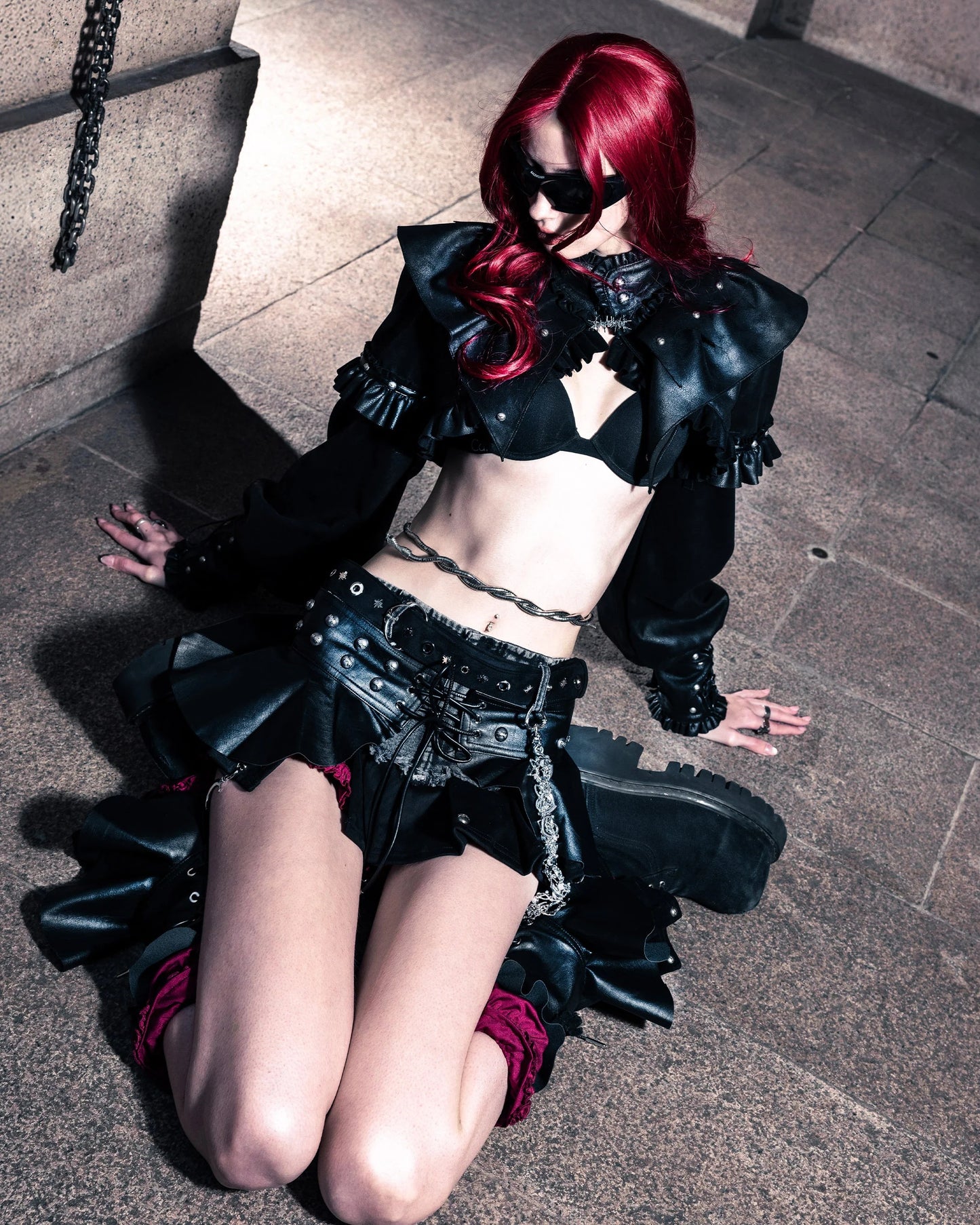 【SATSUN NIGHT】SSN V.05 TRIPLE-COLLAR SHORT LEATHER JACKET - BLACK (PRE-ORDER)