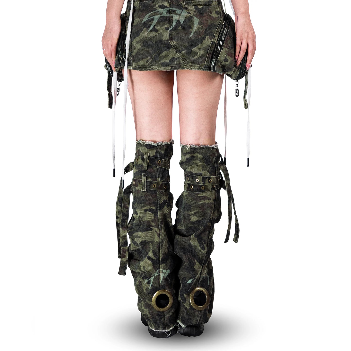 【SATSUN NIGHT】<street-camo> WASHED HAND &amp; LEG WARMERS - CAMO GREEN</street-camo>