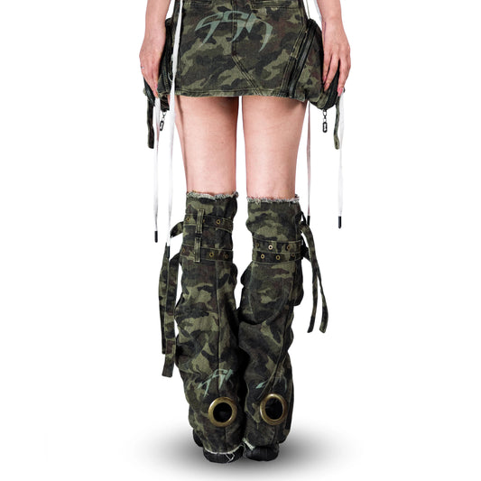【SATSUN NIGHT】<STREET-CAMO> WASHED HAND & LEG WARMERS - CAMO GREEN