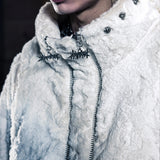 DOUBLE SLIDERS & DOUBLE ZIPPER BEIGE FLEECE JACKET (LIMITED)