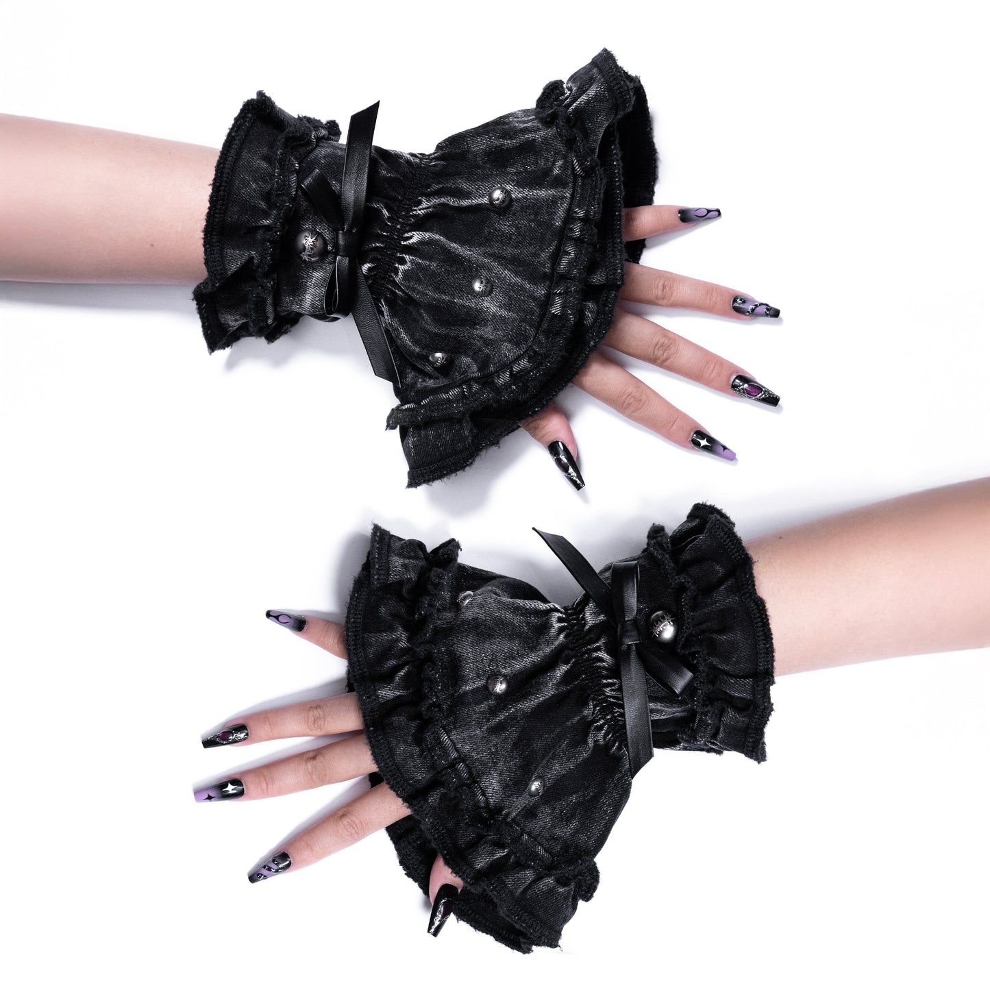 【SATSUN NIGHT】KURO PUNK PRINCESS HAND  SOCKS - WASHED BLACK