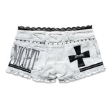 <LOST IN CASTLE> LACE TRIM HOT SHORTS - POLLUTED WHITE