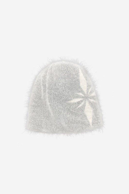 【BLR BLUER】SNOWFLAKES LOGO ANGORA BEANIE GREY