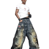 Dust Wax Ripped Wide Pants