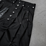 Waxed drawstring pants with side studs