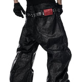 Mock Double Waist Wide Leg Pants
