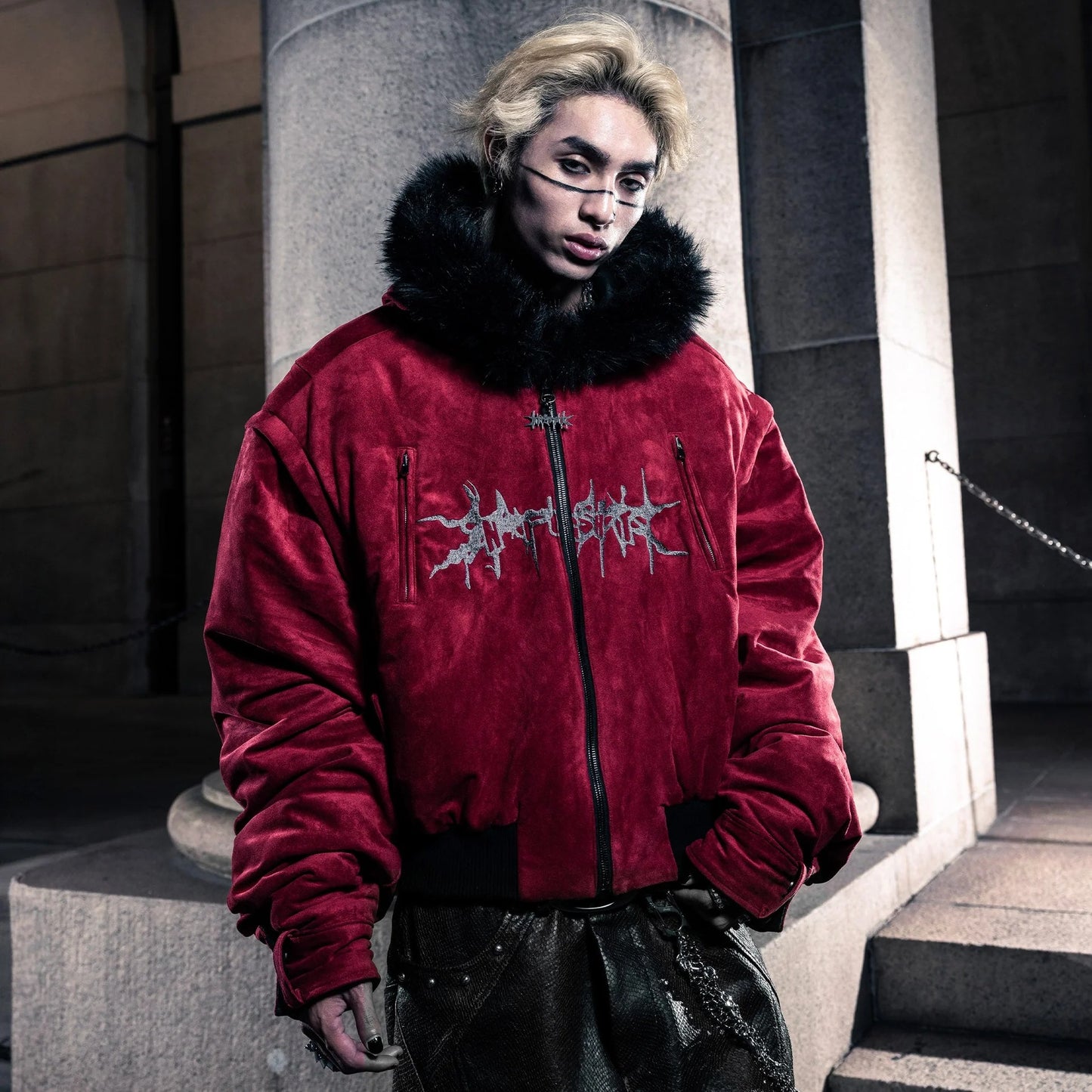 【SATSUN NIGHT】SSN V.05 BRITISH FLAG DESIGN LEATHER JACKET NO. 99 - DOUBLE-SIDED BLACK & DARK RED（PRE-ORDER)