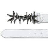 DARK RIFT METAL LEATHER BELT - WHITE