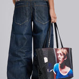Faux Leather Applique Union Jack Indigo Colossus Baggy Jeans