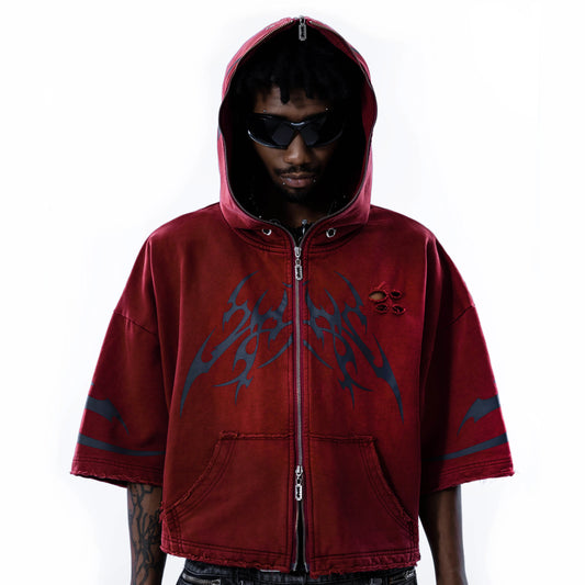 【SATSUN NIGHT】<IT's N0T BLACK & WHITE> - SHORT JACKET - WASHED DRAK RED