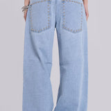 Light Blue Washed Shimmering Silver Studded Colossus Jeans