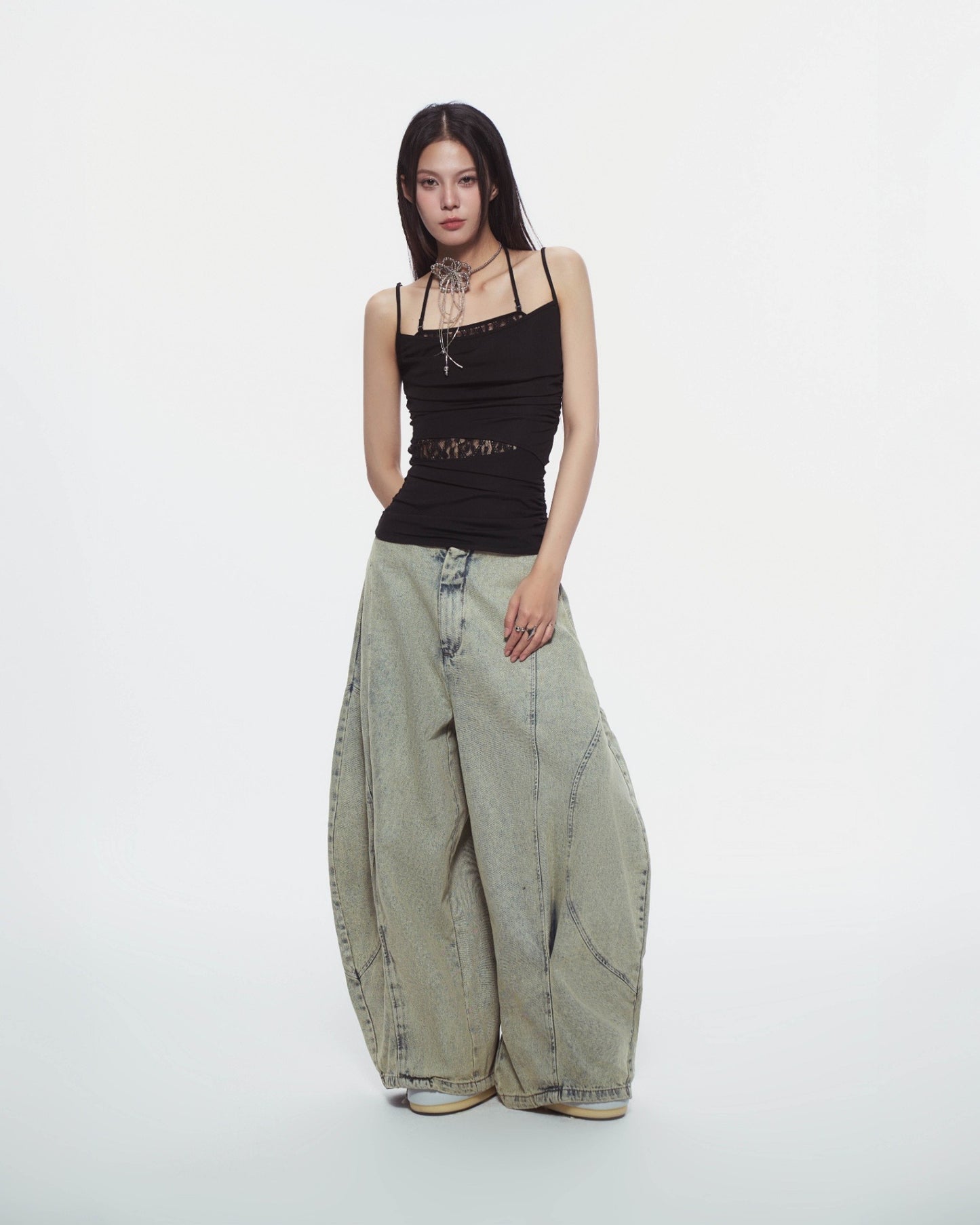 【BUNNYHILL CONCEPT】AYSEL LACE PANEL TOP (BLACK)