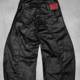 Mock Double Waist Wide Leg Pants