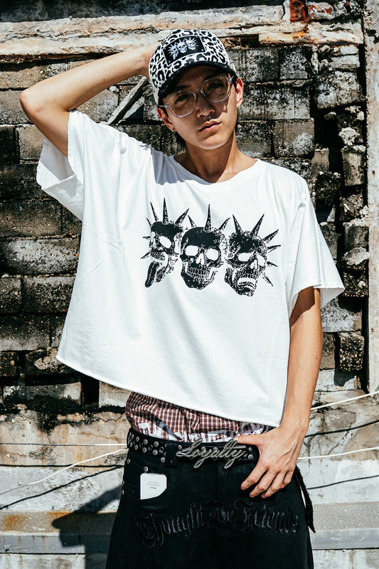 【THOUGHT WE FRIENDS】"Tavius" 3 Faces Loose T-shirt in White