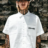 "Cassian" Embroidered Work Shirt in White