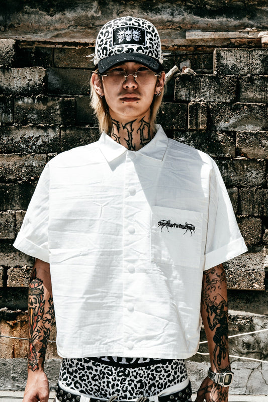 【THOUGHT WE FRIENDS】"Cassian" Embroidered Work Shirt in White