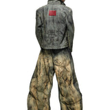 Multi Rivet Dirt Washed Wide Pants