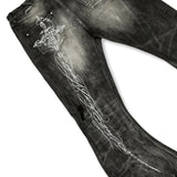 <LOST IN CASTLE> CURVED DENIM PANTS - WASHED BLACK