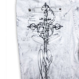 <LOST IN CASTLE> CURVED DENIM PANTS - POLLUTED WHITE