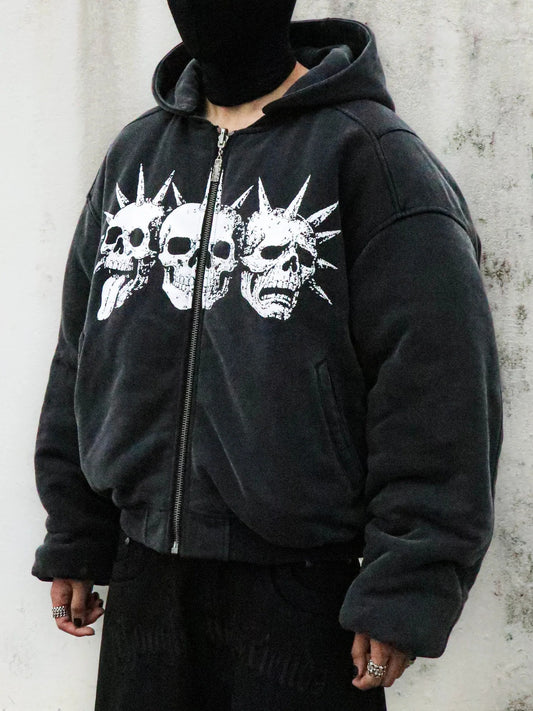 【THOUGHT WE FRIENDS】Double-Sided Bomber Jacket-Black