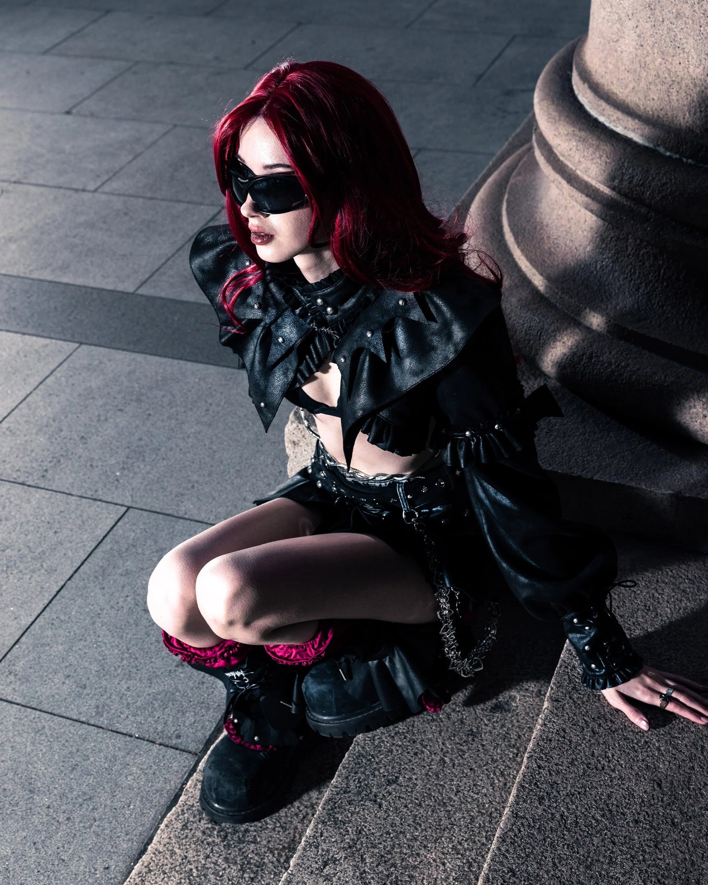 【SATSUN NIGHT】SSN V.05 TRIPLE-COLLAR SHORT LEATHER JACKET - BLACK (PRE-ORDER)