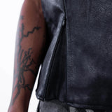 【SATSUN NIGHT】<IT's N0T BLACK & WHITE>  LEATHER VEST - BLACK