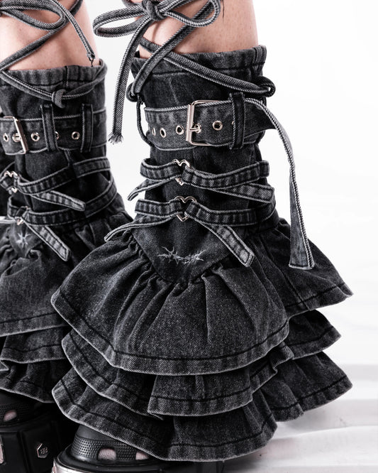 【SATSUN NIGHT】<DEVIL^ANGEL FRIENDSHIP> HAND & LEG WARMER - WASHED BLACK