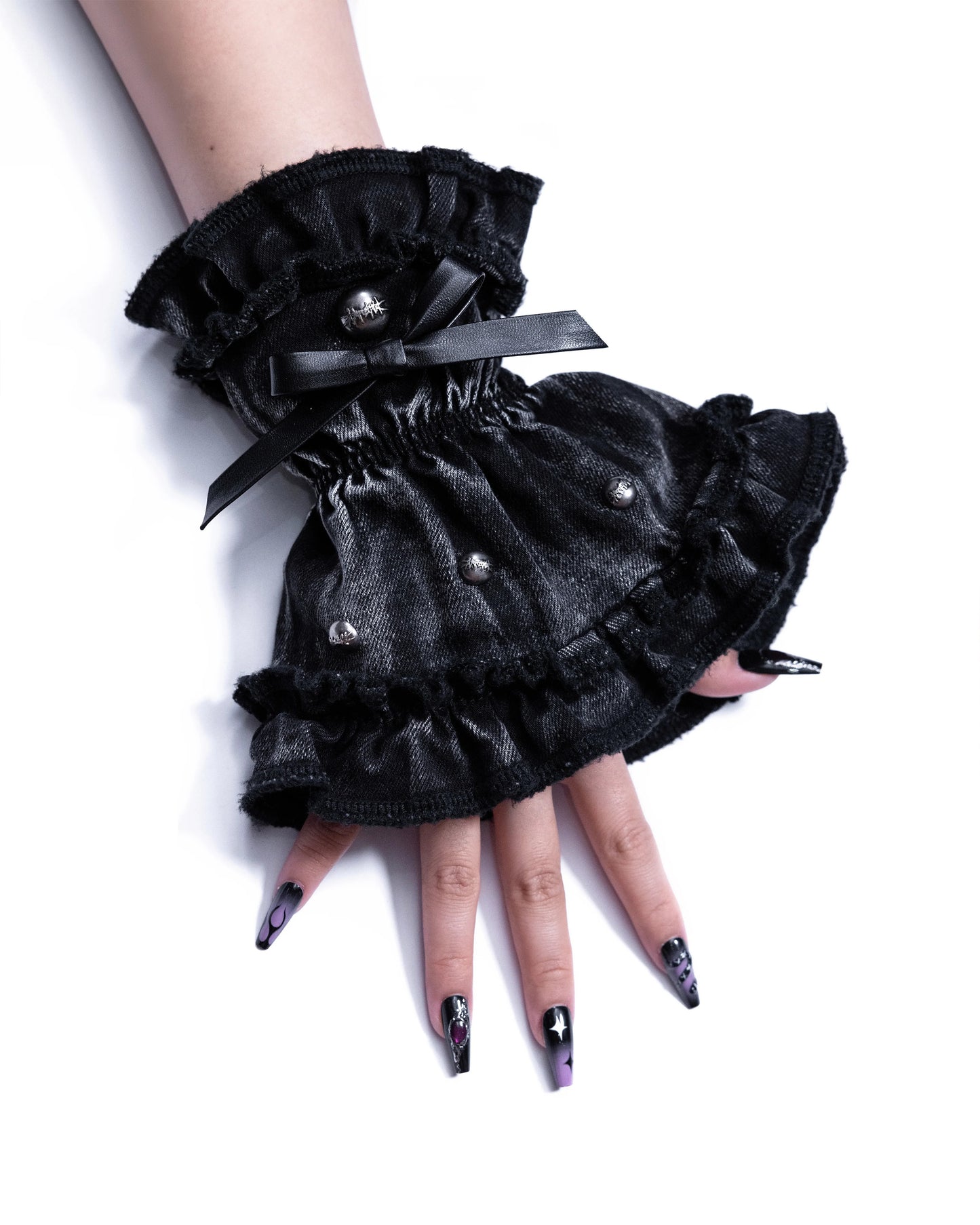 【SATSUN NIGHT】KURO PUNK PRINCESS HAND  SOCKS - WASHED BLACK