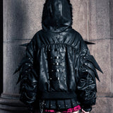 SSN V.05 BRITISH FLAG DESIGN LEATHER JACKET NO. 99 - DOUBLE-SIDED BLACK & DARK RED