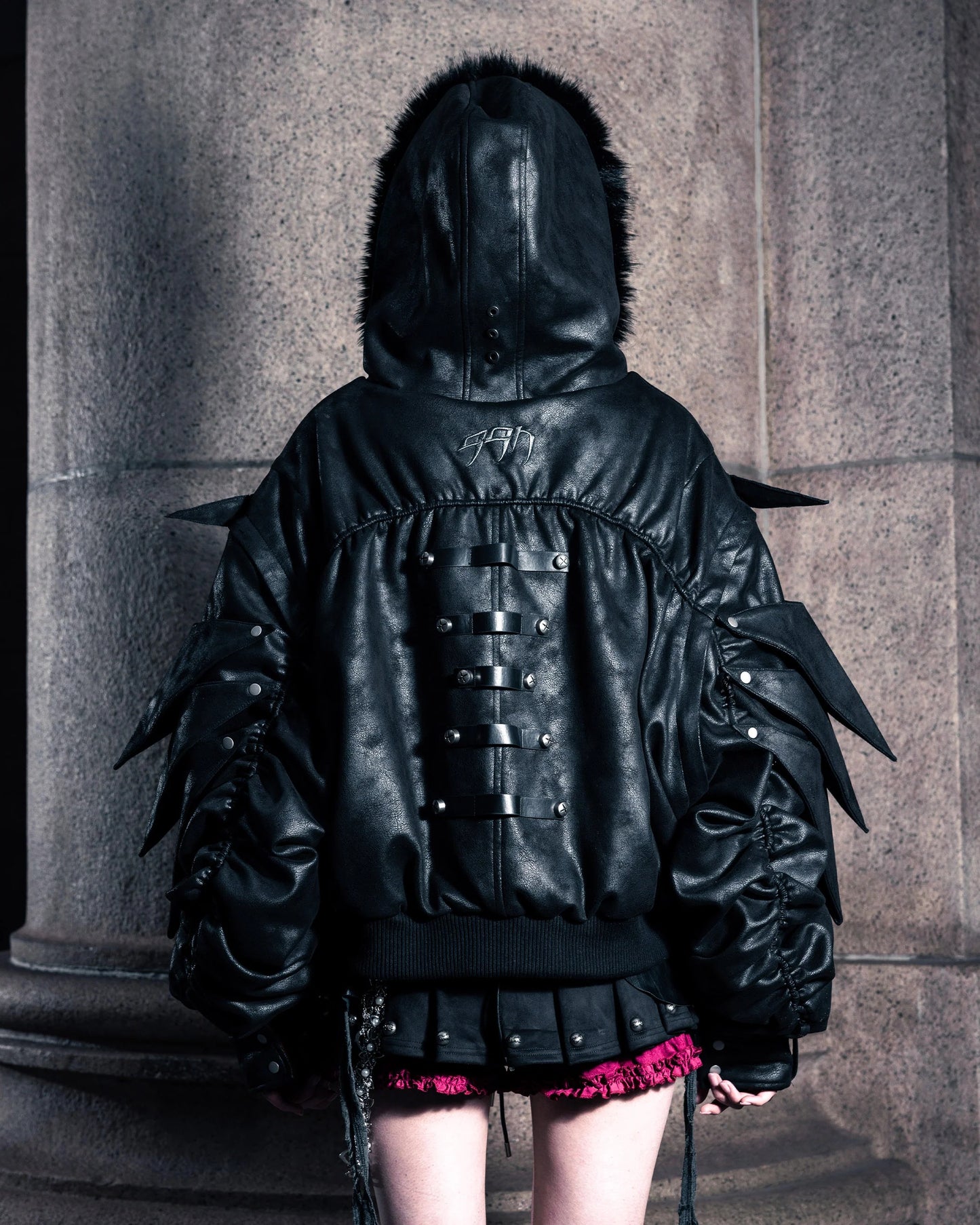 【SATSUN NIGHT】SSN V.05 BRITISH FLAG DESIGN LEATHER JACKET NO. 99 - DOUBLE-SIDED BLACK & DARK RED（PRE-ORDER)