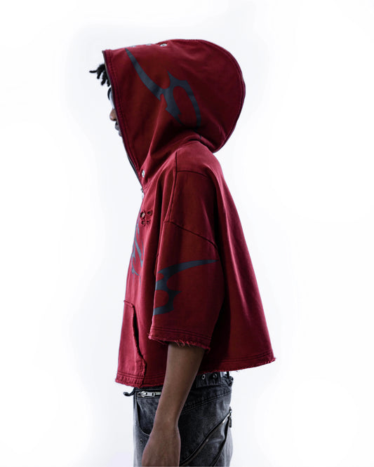 【SATSUN NIGHT】<IT's N0T BLACK & WHITE> - SHORT JACKET - WASHED DRAK RED