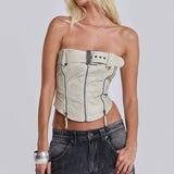 Axel Faux Leather Corset Top